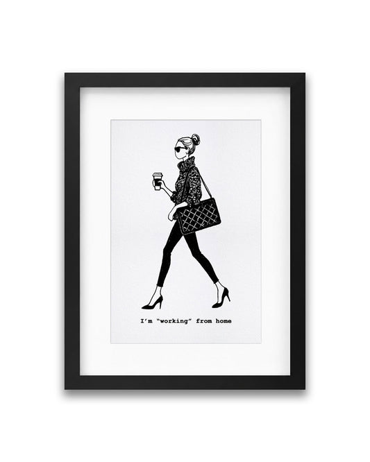 "Working From Home" Framed A4 Print
