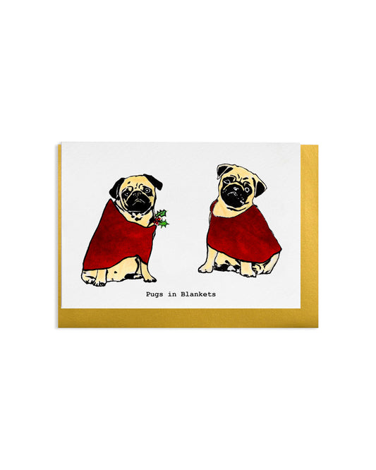 6 "Pugs In Blankets" A6 Greetings Cards