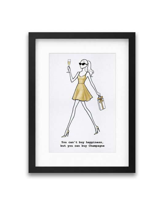 "You Can Buy Champagne" Framed A4 Print